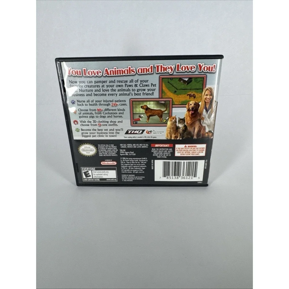 Paws & Claws: Pet Vet - Nintendo DS Includes Case And Manual *tested Works Well